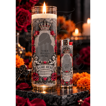 Custom Memorial Candle + Matching Lighter Set