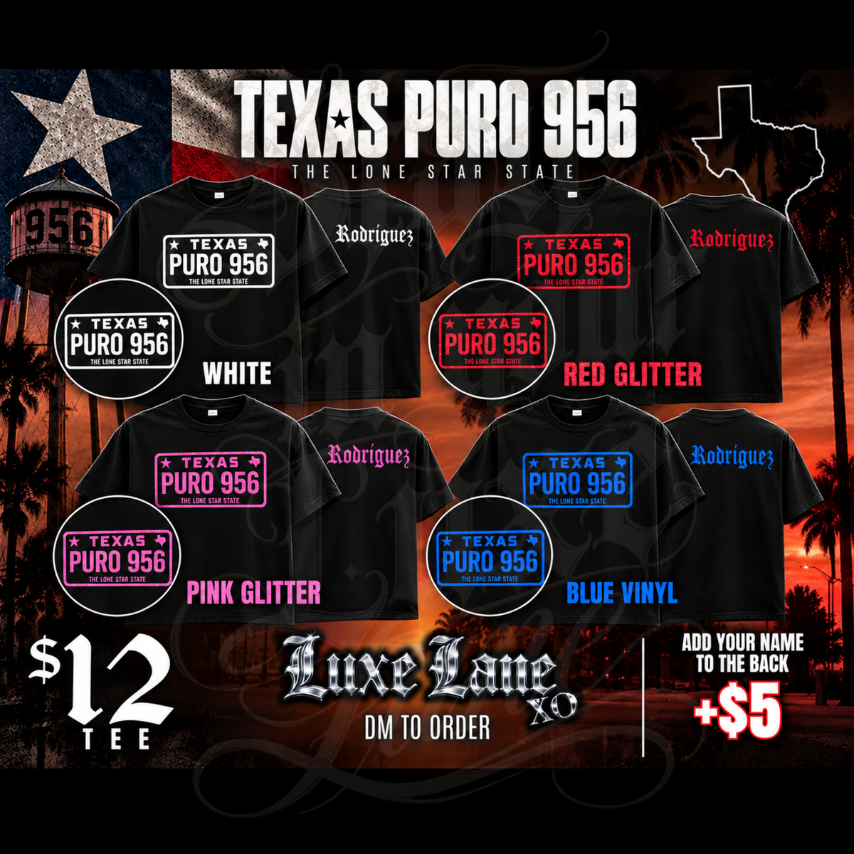 Texas Puro 956 Tee | Custom Name Option